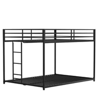 Ady Low Profile Full Over Full Bunk Bed with Ladder, Black Metal Frame - BM349668