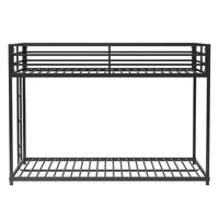 Ady Low Profile Full Over Full Bunk Bed with Ladder, Black Metal Frame - BM349668
