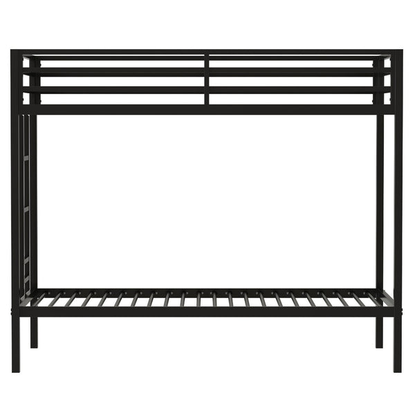 Ady Twin Over Twin Bunk Bed with Ladder and Guardrails, Black Metal Frame - BM349669