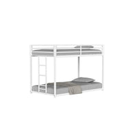 Ady Low Profile Twin Over Twin Bunk Bed with Ladder, White Metal Frame - BM349670