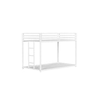 Ady Low Profile Twin Over Twin Bunk Bed with Ladder, White Metal Frame - BM349670