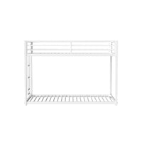 Ady Low Profile Twin Over Twin Bunk Bed with Ladder, White Metal Frame - BM349670