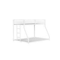 Ady Low Profile Twin Over Full Bunk Bed with Ladder, White Metal Frame - BM349671