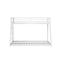 Ady Low Profile Twin Over Full Bunk Bed with Ladder, White Metal Frame - BM349671