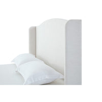 Heny King Size Bed with Wingback Tall Headboard, Ivory Fabric Upholstery - BM349672