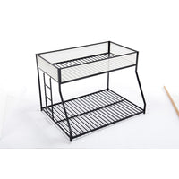 Ady Low Profile Twin Over Full Bunk Bed with Mesh Guardrail, Black Metal - BM349675