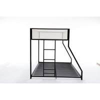Ady Low Profile Twin Over Full Bunk Bed with Mesh Guardrail, Black Metal - BM349675