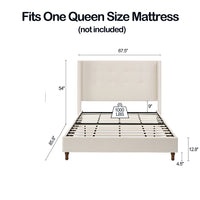 Pery Queen Size Bed with Button Tufted Headboard, Ivory Velvet Upholstery - BM349676