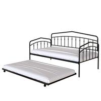 Fea Twin Size Daybed with Pull Out Twin Trundle, Black Metal Frame - BM349677