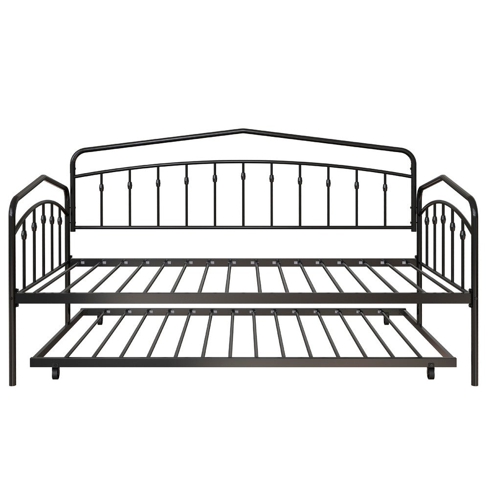 Fea Twin Size Daybed with Pull Out Twin Trundle, Black Metal Frame - BM349677