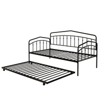 Fea Twin Size Daybed with Pull Out Twin Trundle, Black Metal Frame - BM349677