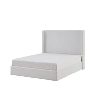 Cery King Size Bed with High Wingback Headboard, White Velvet Upholstery - BM349678