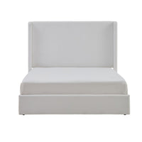 Cery King Size Bed with High Wingback Headboard, White Velvet Upholstery - BM349678