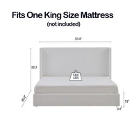 Cery King Size Bed with High Wingback Headboard, White Velvet Upholstery - BM349678