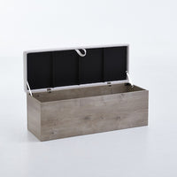 Sely Bench with Flip Top Storage, 46 Inch Padded Ivory Seat, Light Gray - BM349680