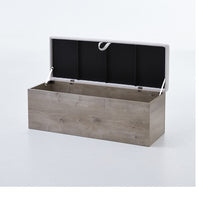 Sely Bench with Flip Top Storage, 46 Inch Padded Ivory Seat, Light Gray - BM349680
