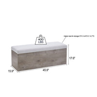 Sely Bench with Flip Top Storage, 46 Inch Padded Ivory Seat, Light Gray - BM349680