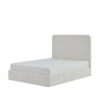 Welz Queen Size Bed with Tall Headboard, Pearl White Chenille Upholstery - BM349681