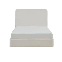 Welz Queen Size Bed with Tall Headboard, Pearl White Chenille Upholstery - BM349681