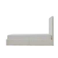 Welz Queen Size Bed with Tall Headboard, Pearl White Chenille Upholstery - BM349681