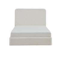 Welz King Size Bed with Tall Headboard, Pearl White Chenille Upholstery - BM349682