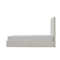Welz King Size Bed with Tall Headboard, Pearl White Chenille Upholstery - BM349682