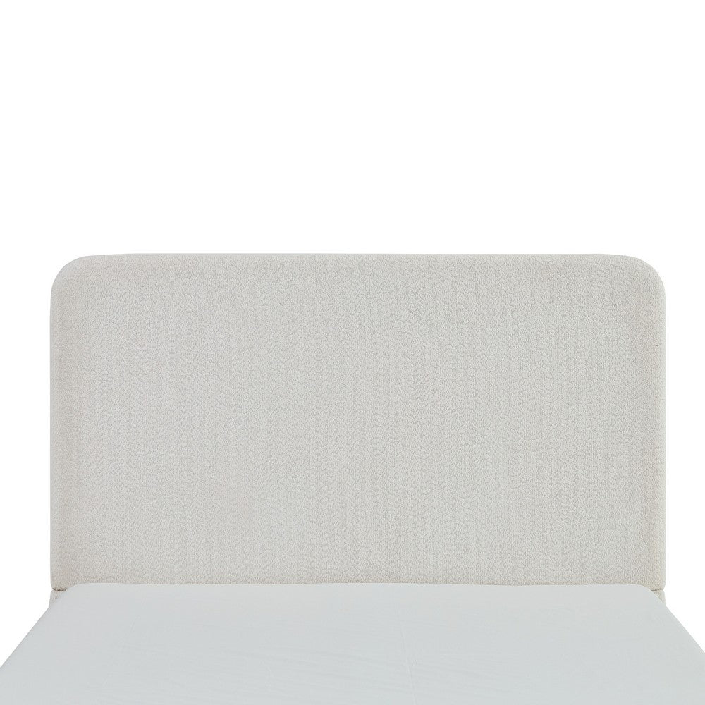 Welz King Size Bed with Tall Headboard, Pearl White Chenille Upholstery - BM349682