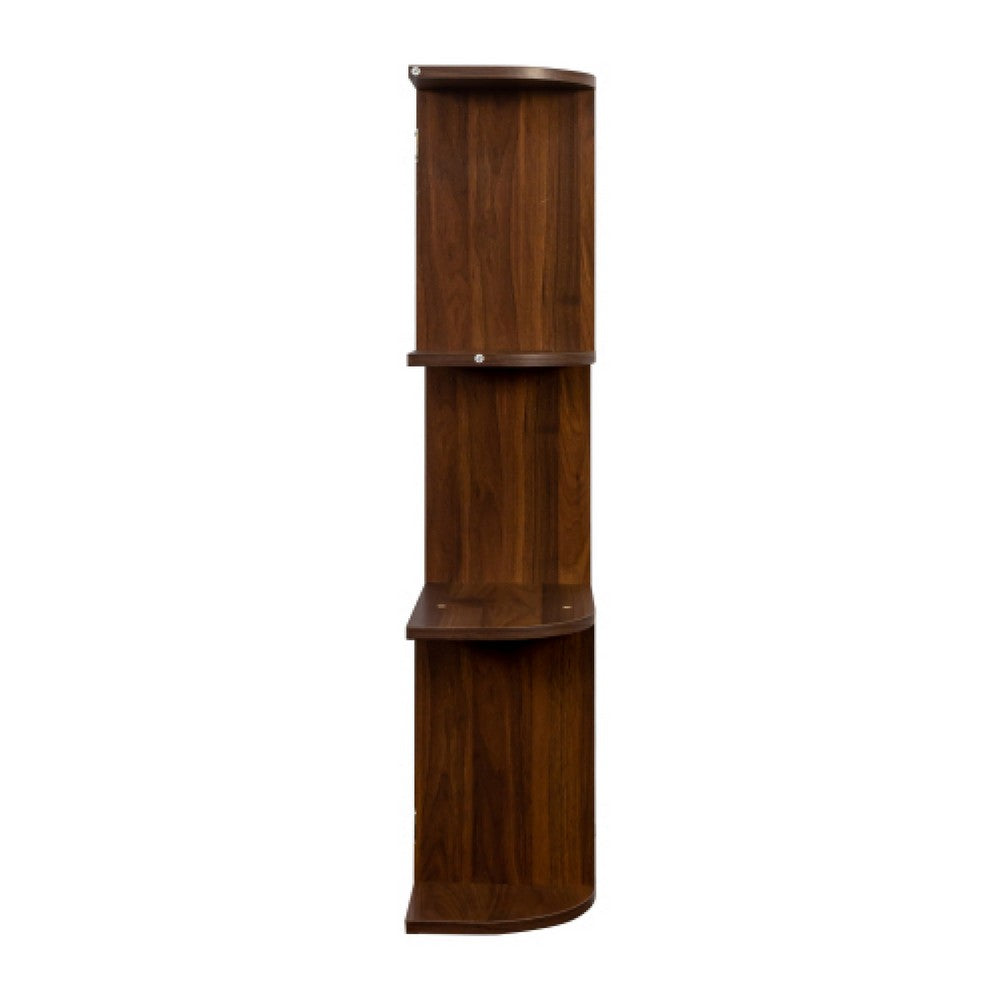 Wall Mounted Bar, 3 Tier Bottle Wine Rack, Glass Holder, Walnut Brown - BM349684