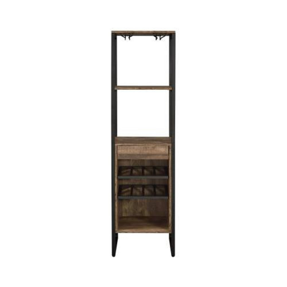 Nery Wine Rack with 1 Drawer and 3 Shelves, 69 Inch, Weathered Oak Brown - BM349685
