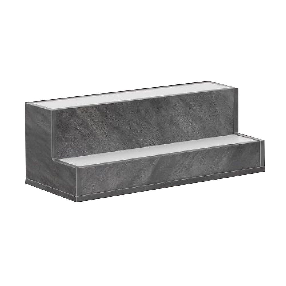 Bar Bottle Display Shelf with LED Remote Control, 20 Inch, Gray Wood - BM349686