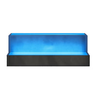 Bar Bottle Display Shelf with LED Remote Control, 20 Inch, Gray Wood - BM349686