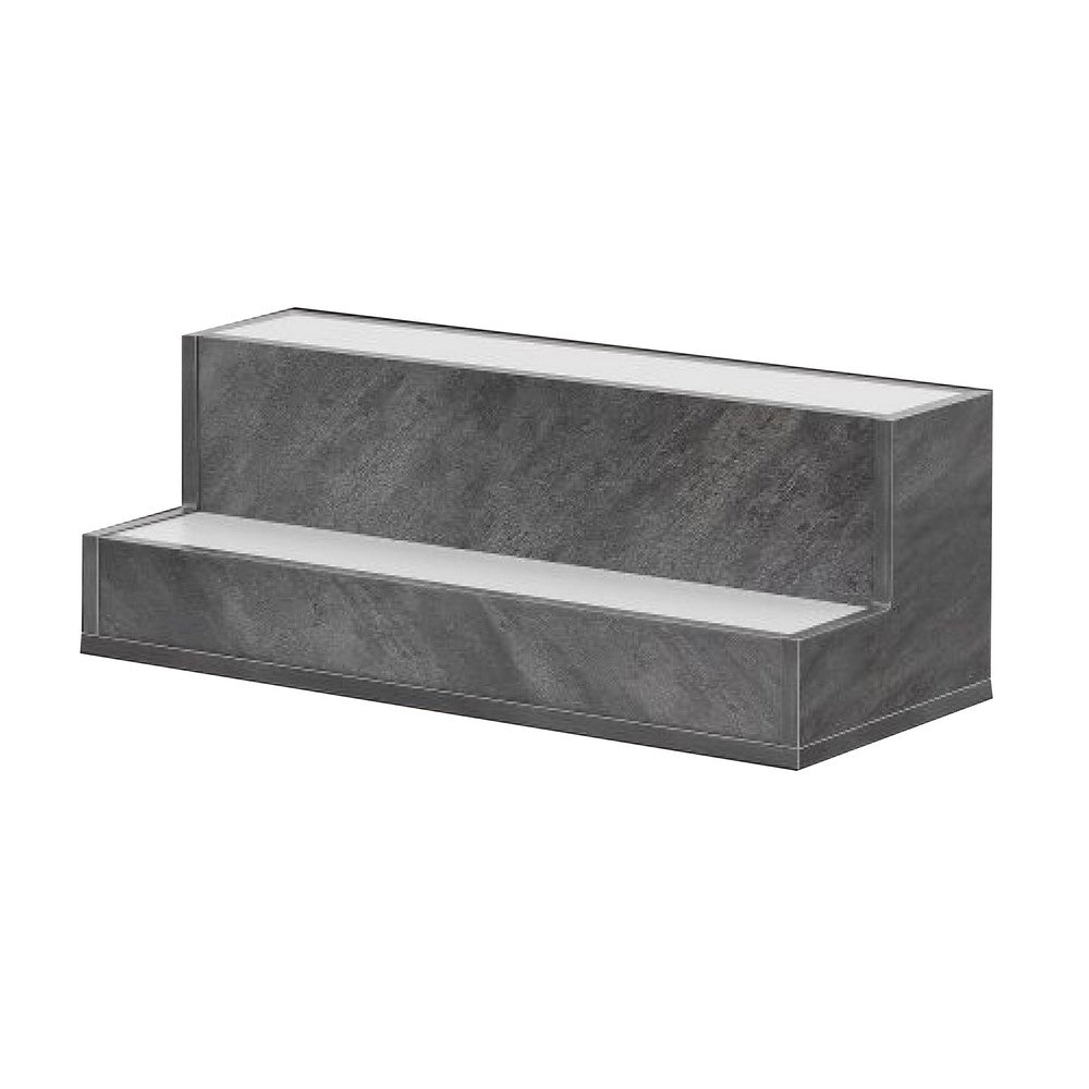 Bar Bottle Display Shelf with LED Remote Control, 20 Inch, Gray Wood - BM349686