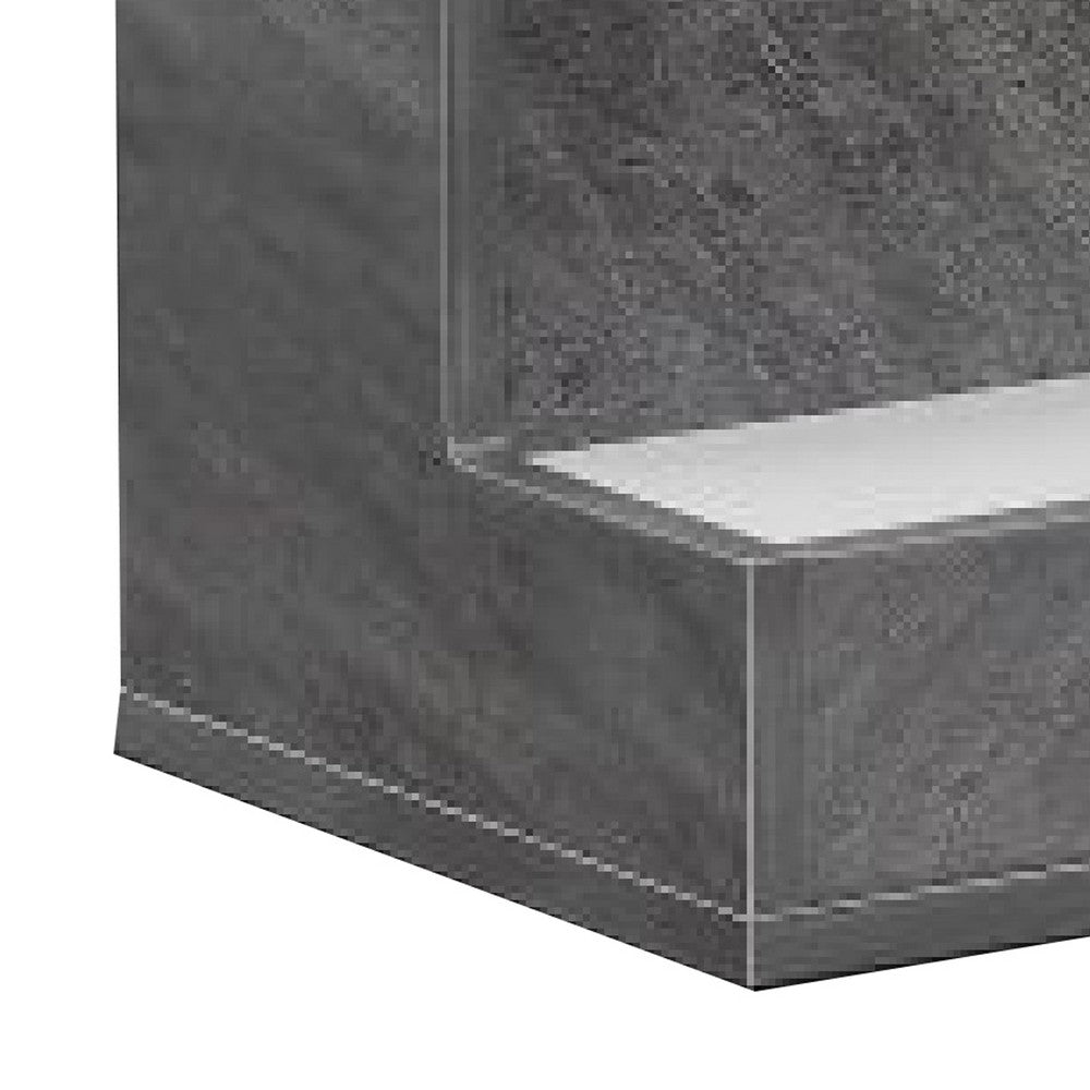 Bar Bottle Display Shelf with LED Remote Control, 20 Inch, Gray Wood - BM349686