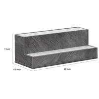 Bar Bottle Display Shelf with LED Remote Control, 20 Inch, Gray Wood - BM349686