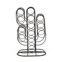 13 Bottles Countertop Wine Rack, 23 Inch, Cactus Shaped Black Metal - BM349687