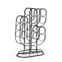 13 Bottles Countertop Wine Rack, 23 Inch, Cactus Shaped Black Metal - BM349687