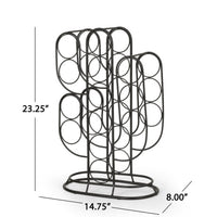 13 Bottles Countertop Wine Rack, 23 Inch, Cactus Shaped Black Metal - BM349687