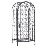 Homy Wine Rack Cabinet with Lock, Holds 35 Bottles, Black Wrought Iron - BM349688