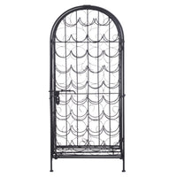 Homy Wine Rack Cabinet with Lock, Holds 35 Bottles, Black Wrought Iron - BM349688