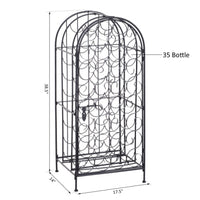Homy Wine Rack Cabinet with Lock, Holds 35 Bottles, Black Wrought Iron - BM349688