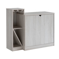 Wine Bottle Display Bar Cabinet, Holds 4 Bottles, Oak White Wood Finish - BM349689