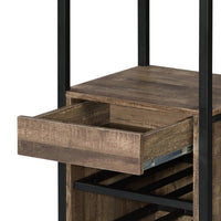 Nery Wine Rack with 1 Drawer, 3 Shelves, 70 Inch Tall, Weathered Oak Brown - BM349690