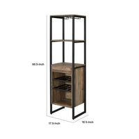 Nery Wine Rack with 1 Drawer, 3 Shelves, 70 Inch Tall, Weathered Oak Brown - BM349690