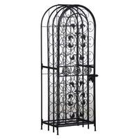 Homy Tall Wine Rack Cabinet with Lock, Holds 45 Bottles, Black Wrought Iron - BM349691