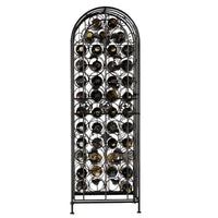 Homy Tall Wine Rack Cabinet with Lock, Holds 45 Bottles, Black Wrought Iron - BM349691