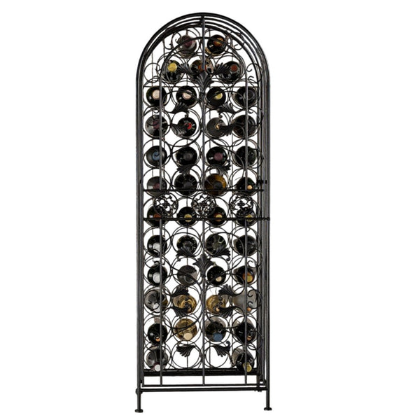 Homy Tall Wine Rack Cabinet with Lock, Holds 45 Bottles, Black Wrought Iron - BM349691