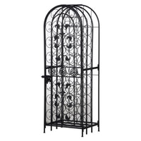 Homy Tall Wine Rack Cabinet with Lock, Holds 45 Bottles, Black Wrought Iron - BM349691