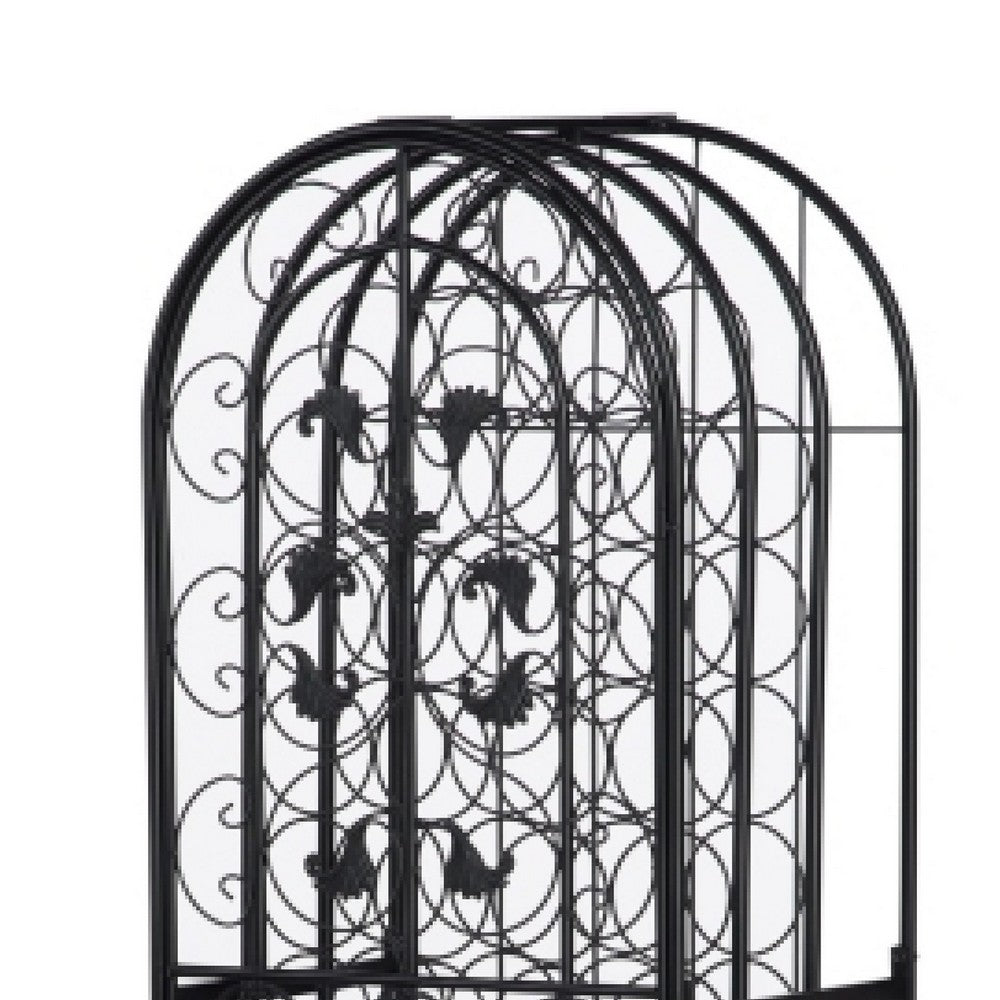 Homy Tall Wine Rack Cabinet with Lock, Holds 45 Bottles, Black Wrought Iron - BM349691
