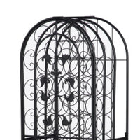 Homy Tall Wine Rack Cabinet with Lock, Holds 45 Bottles, Black Wrought Iron - BM349691