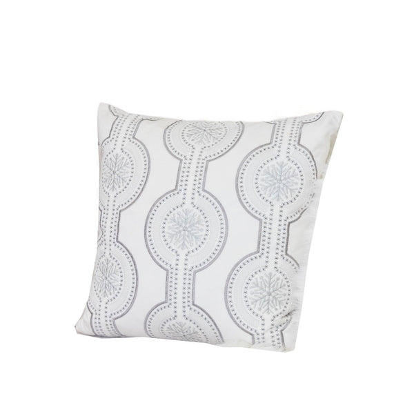 Zey Throw Pillow Cover, Snowflake Embroidered White Velvet, 20 Inch Square - BM349692